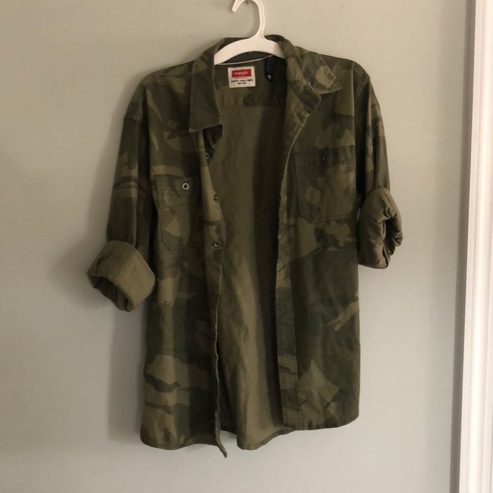 Camo button down shirt long sleeve